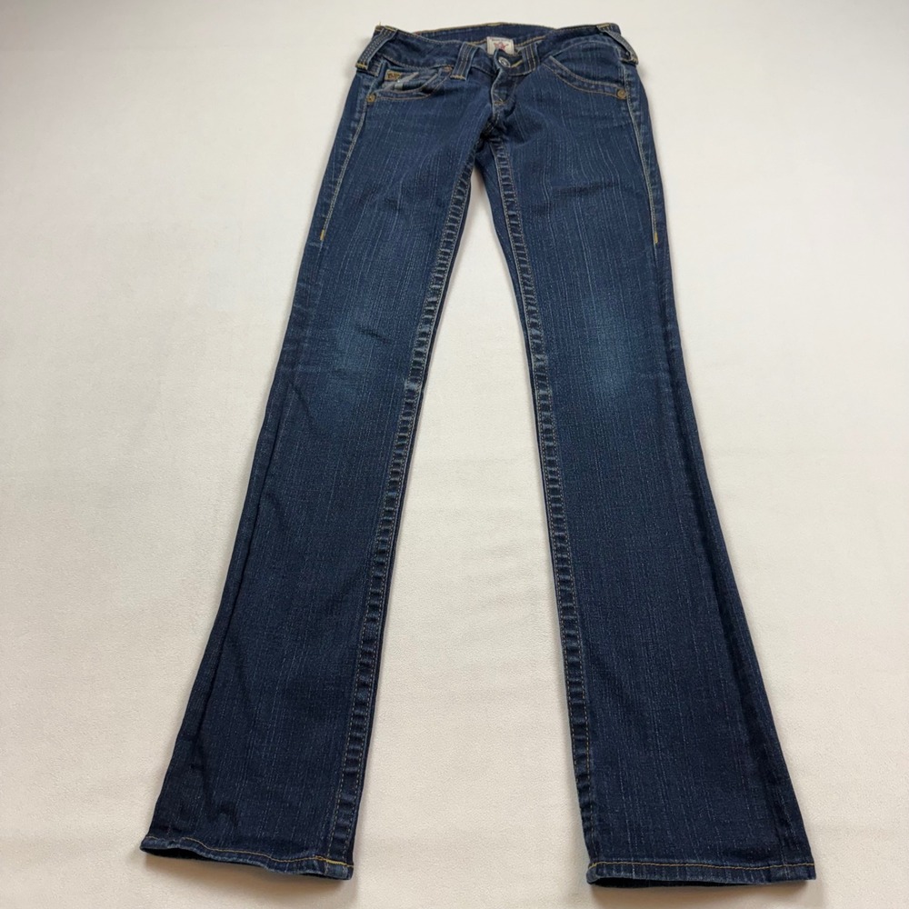 True Religion Billy Jeans Silver Foil Horseshoe Bootcut Size 26 USA Made Y2K